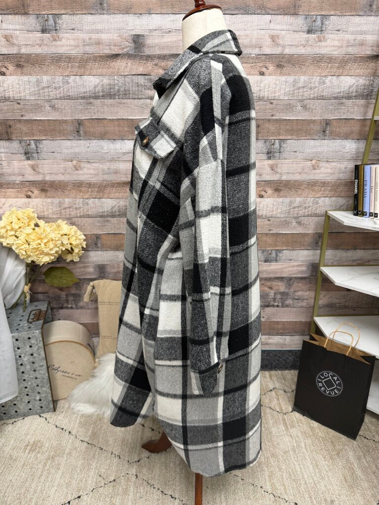 Daphne Lo black and white plaid trench coat