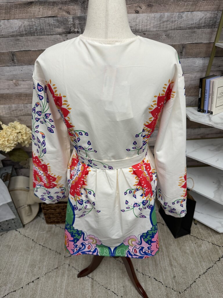 Commense NWT cream w/ floral print tunic dress w/ tie COMMENSE cream XL women DRESSES