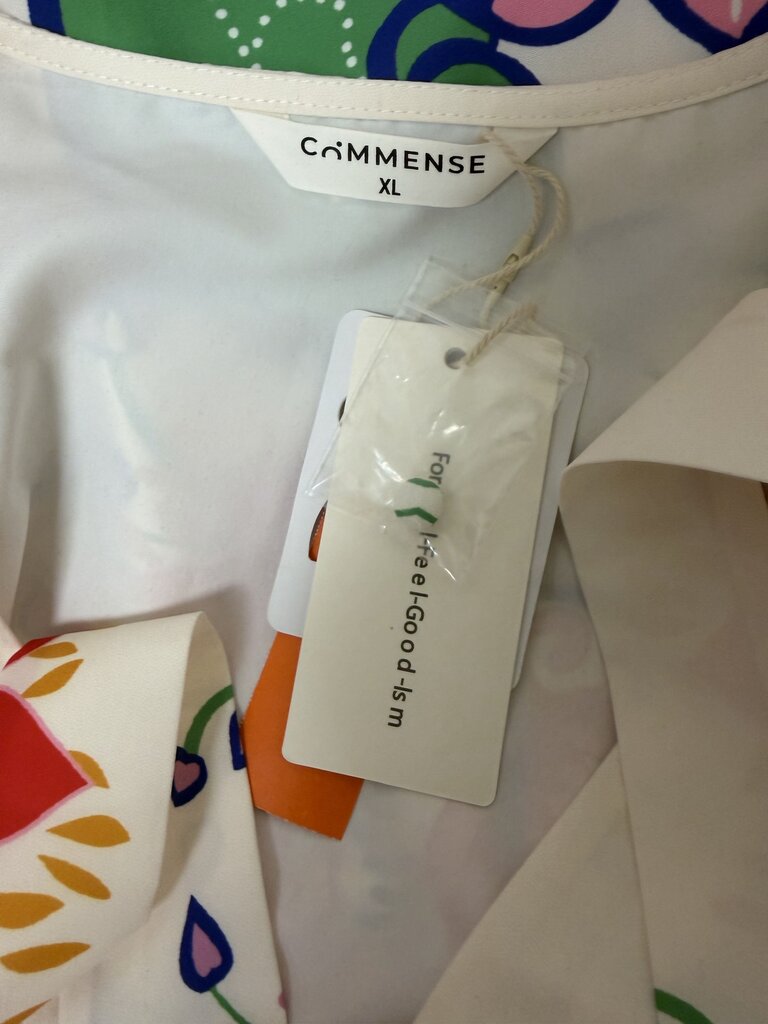 Commense NWT cream w/ floral print tunic dress w/ tie COMMENSE cream XL women DRESSES