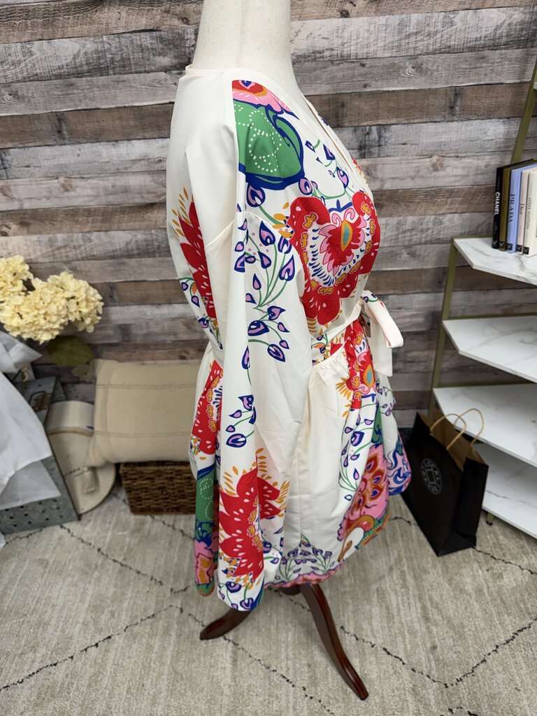 Commense NWT cream w/ floral print tunic dress w/ tie COMMENSE cream XL women DRESSES