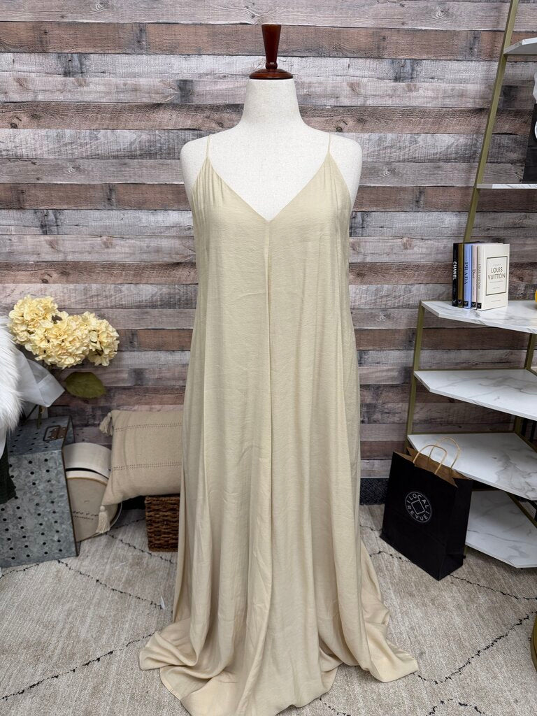 Commense NWT beige sleeveless v neck maxi dress COMMENSE beige XL women DRESSES