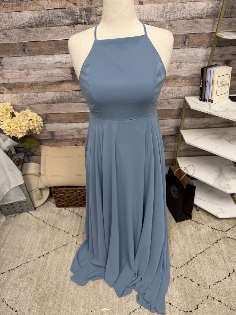 Lulus slate blue high neck cross back maxi dress Lulus blue M women DRESSES