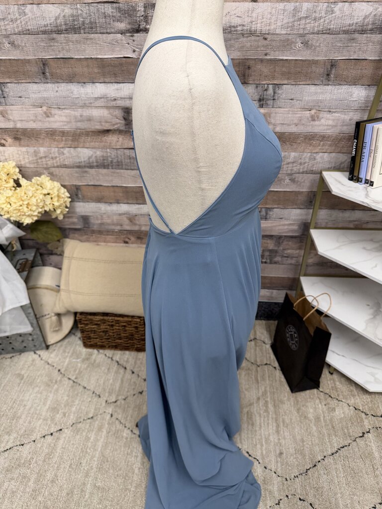 Lulus slate blue high neck cross back maxi dress Lulus blue M women DRESSES