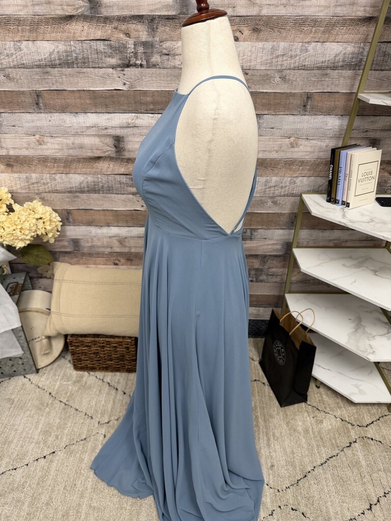 Lulus slate blue high neck cross back maxi dress Lulus blue M women DRESSES