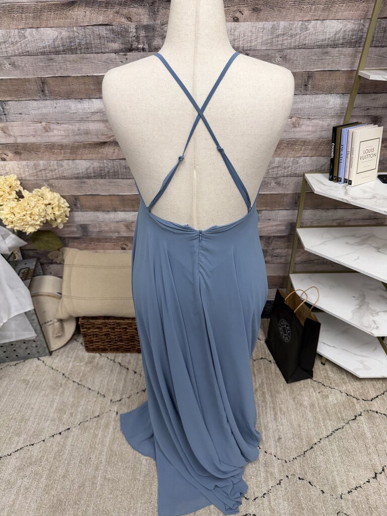 Lulus slate blue high neck cross back maxi dress Lulus blue M women DRESSES