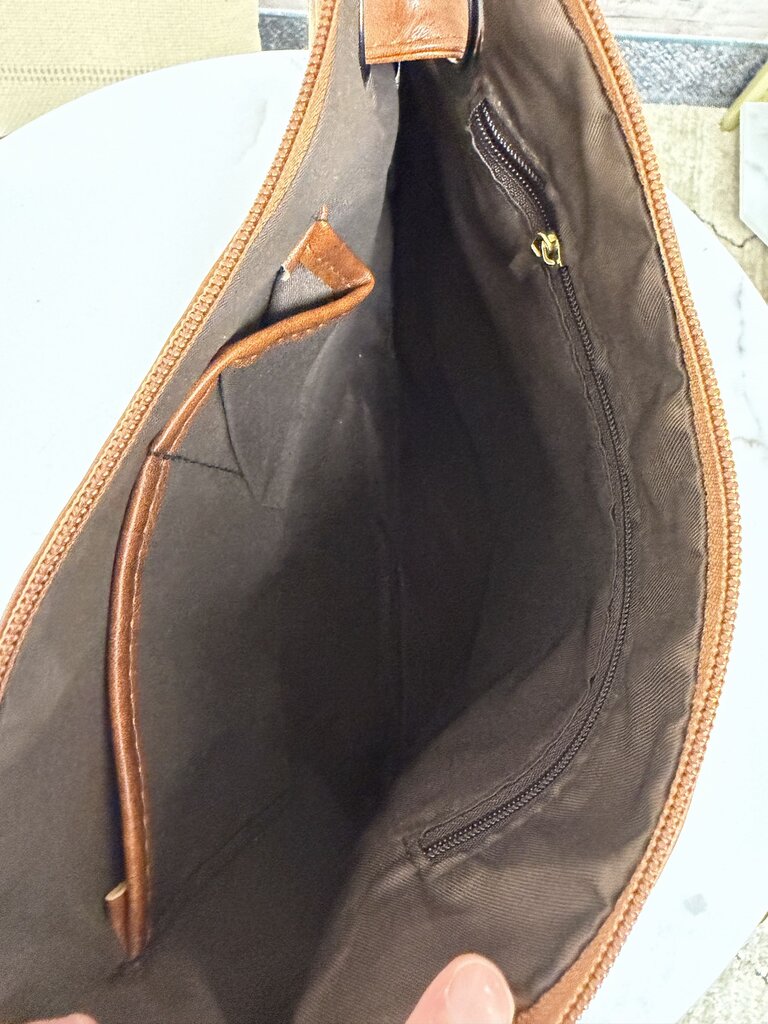 No Label brown leather oversized clutch w/ grommet detail no label brown OS women ACCESSORIES