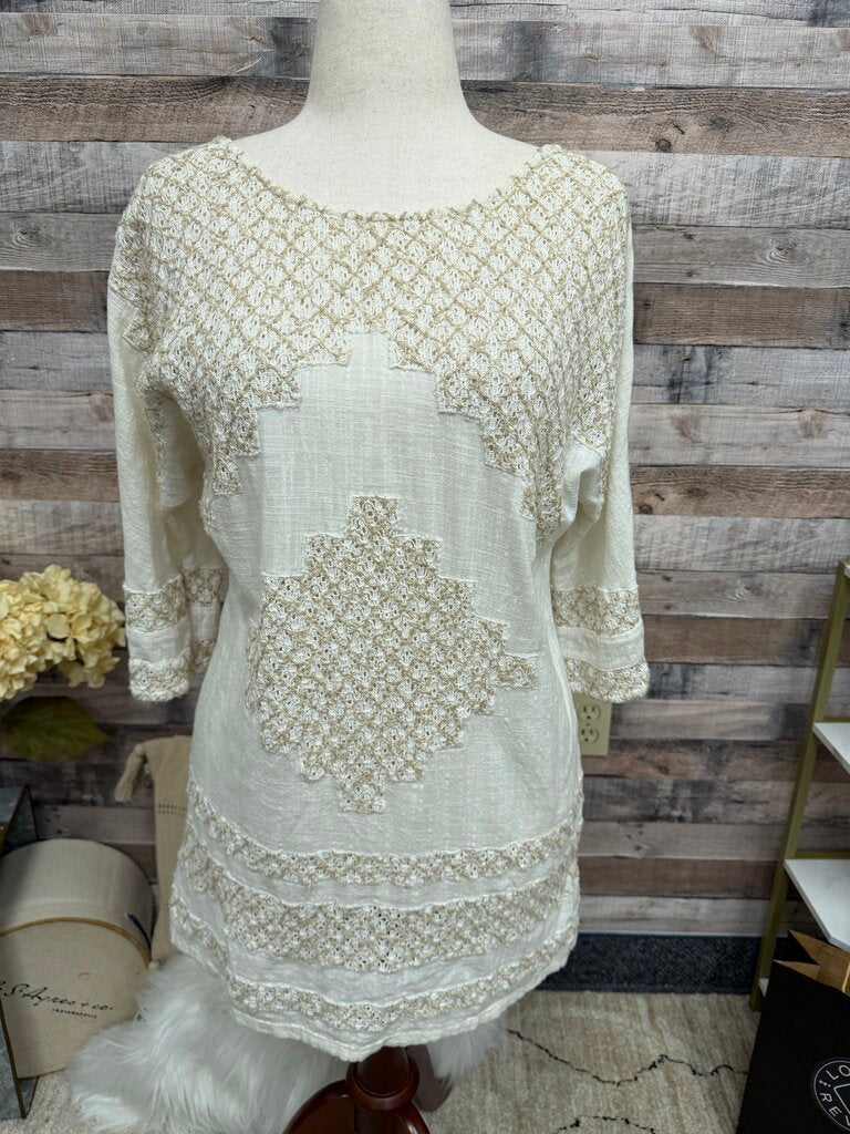 Free People cream linen embroidered tunic Free People Cream S women TOPS