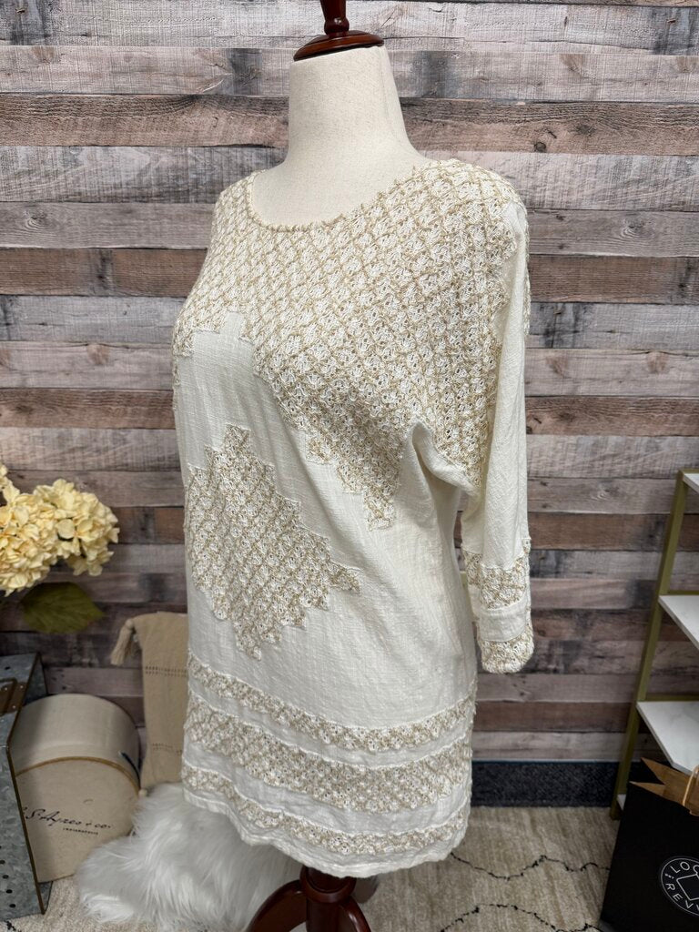 Free People cream linen embroidered tunic Free People Cream S women TOPS