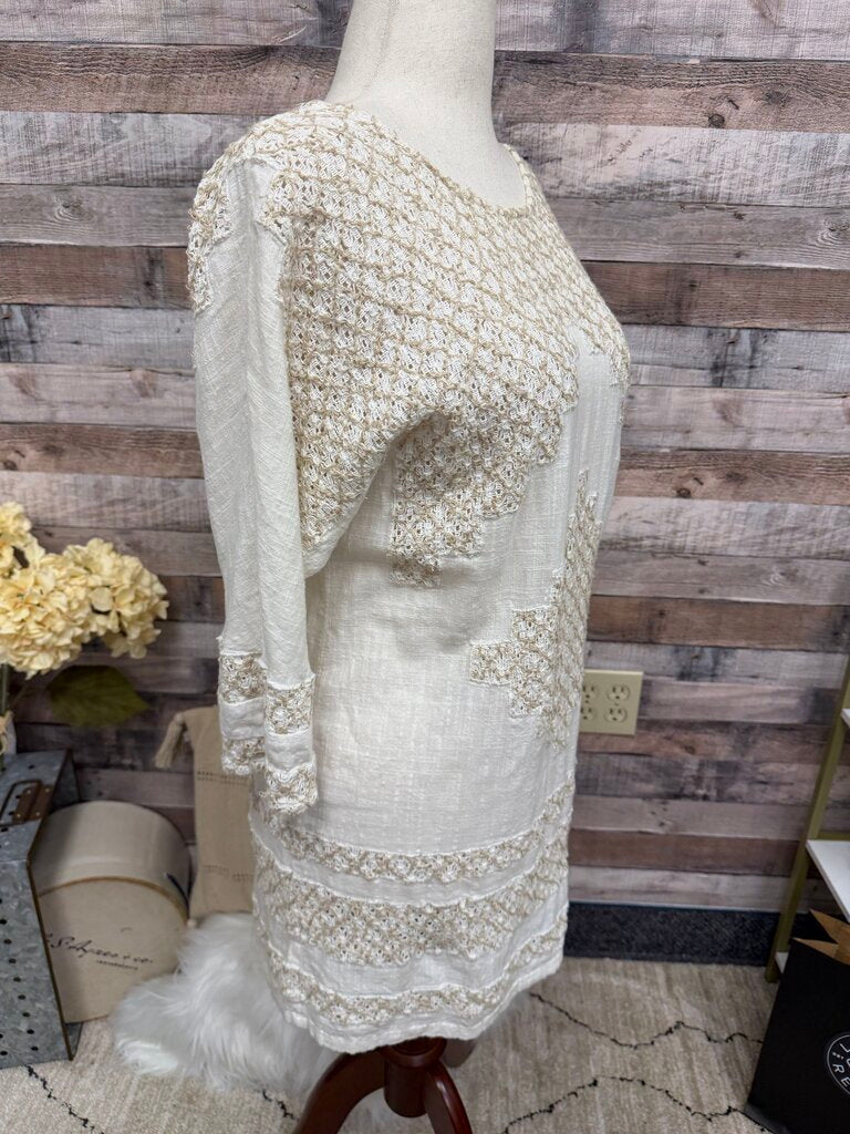Free People cream linen embroidered tunic Free People Cream S women TOPS