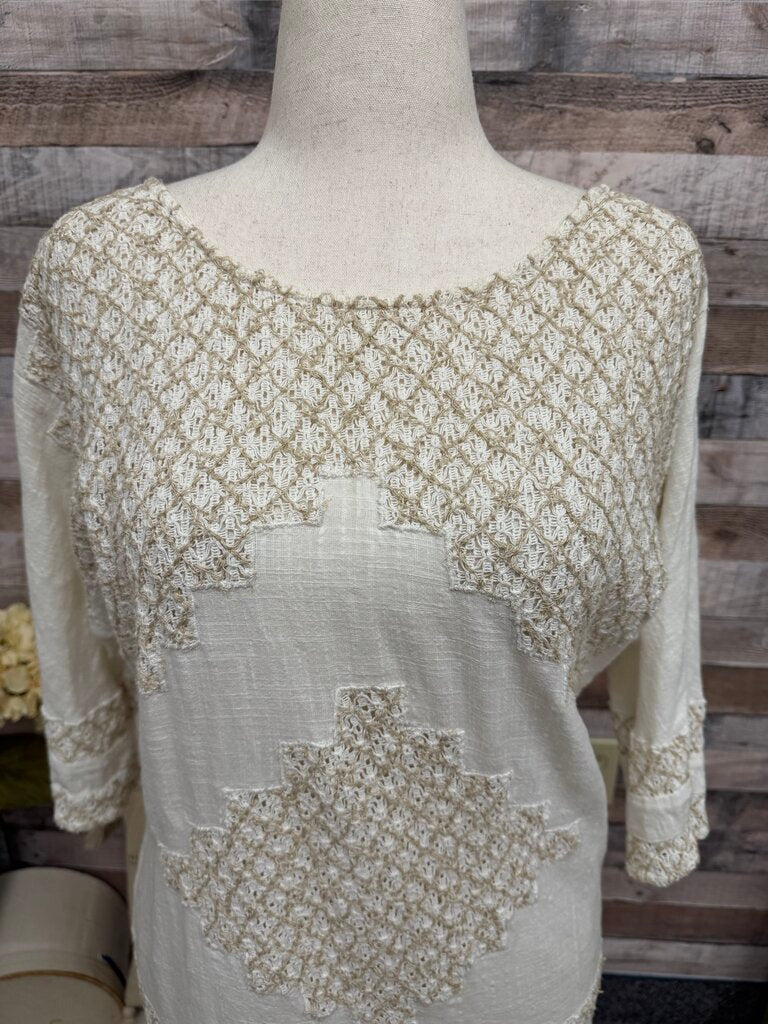 Free People cream linen embroidered tunic Free People Cream S women TOPS