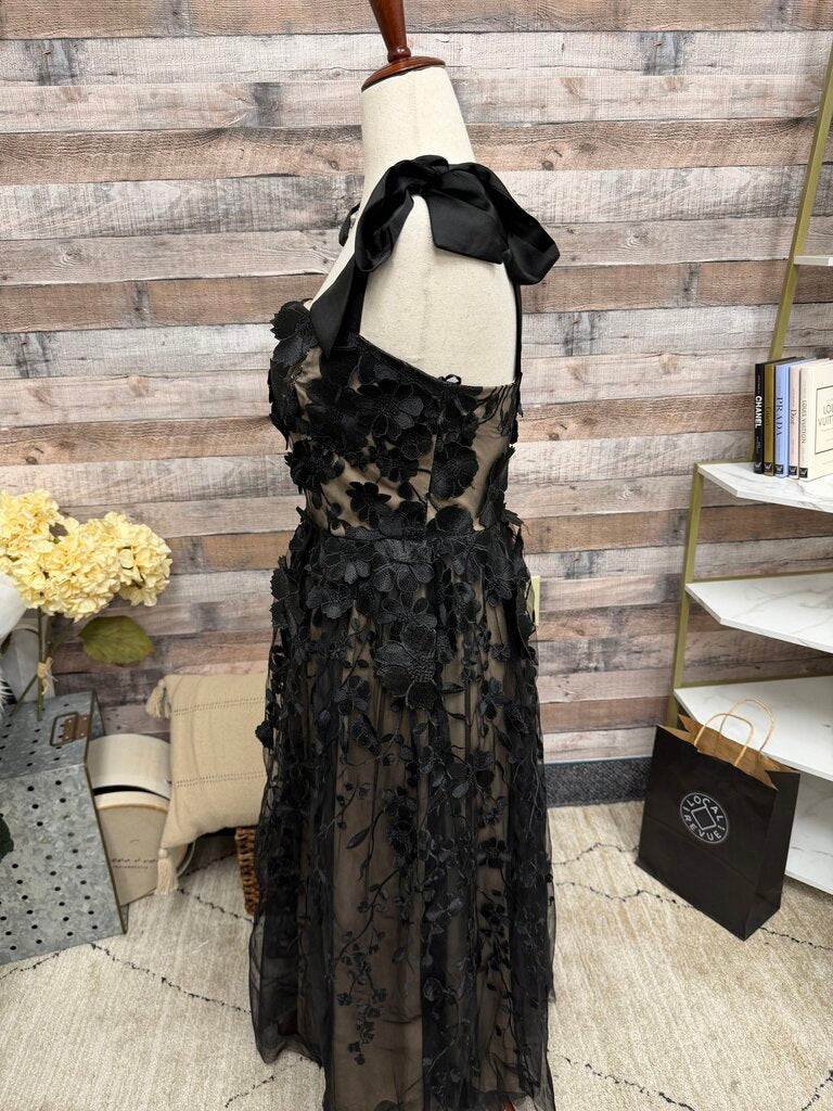 Flying Tomato NWT black lace w/ ribbon straps midi dress Flying Tomato Black L women DRESSES