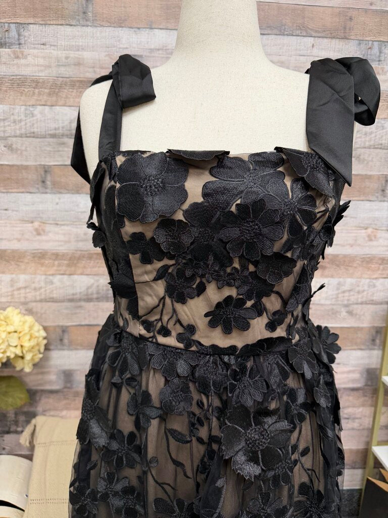 Flying Tomato NWT black lace w/ ribbon straps midi dress Flying Tomato Black L women DRESSES