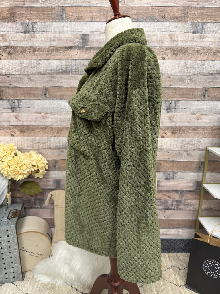 Jen & Co. NWT green fuzzy shacket