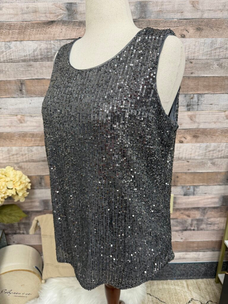 DKNY NWT grey sequined tank top DKNY Grey L women TOPS