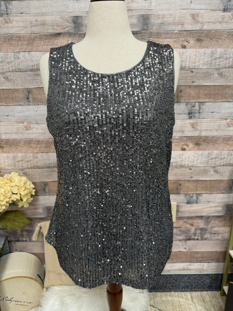 DKNY NWT grey sequined tank top DKNY Grey L women TOPS