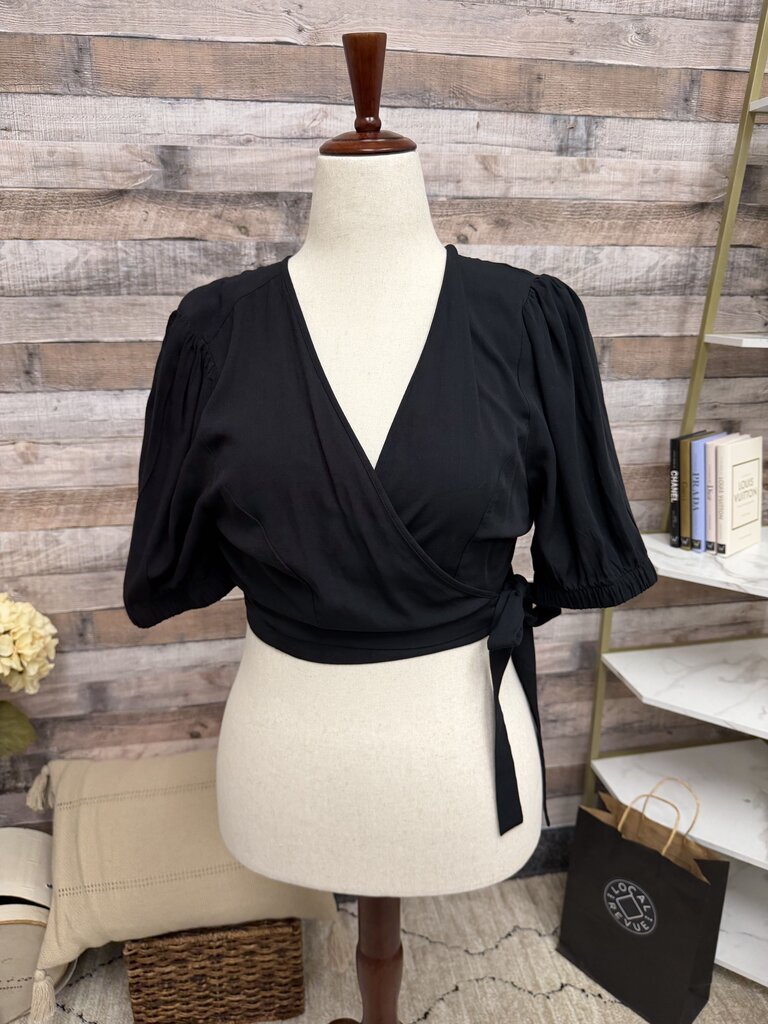 BCBGeneration black wrap tie crop top BCBGeneration Black L women TOPS
