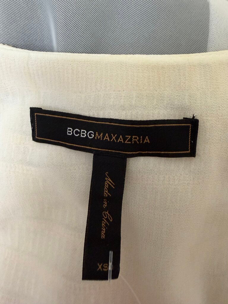 BCBGMaxazria sequin gold striped scallop hem tank BCBGMaxAzaria cream/gold XS women TOPS