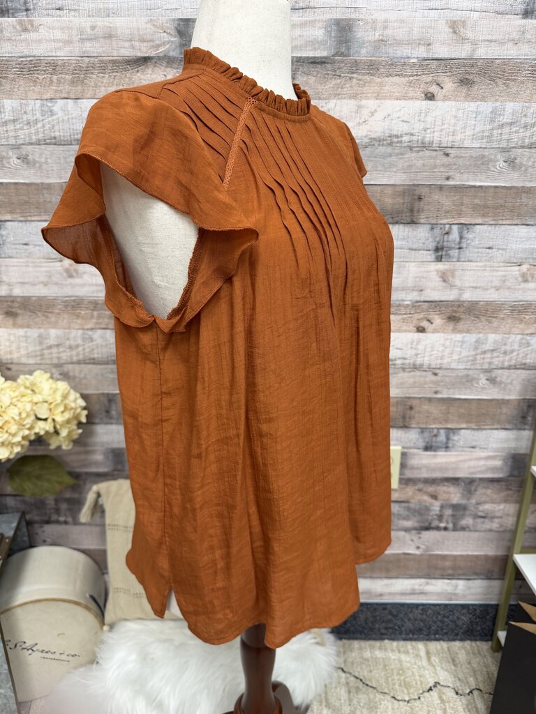 Nanette NWT rust blouse w/ flutter sleeves Nanette Lepore orange L women BLOUSES