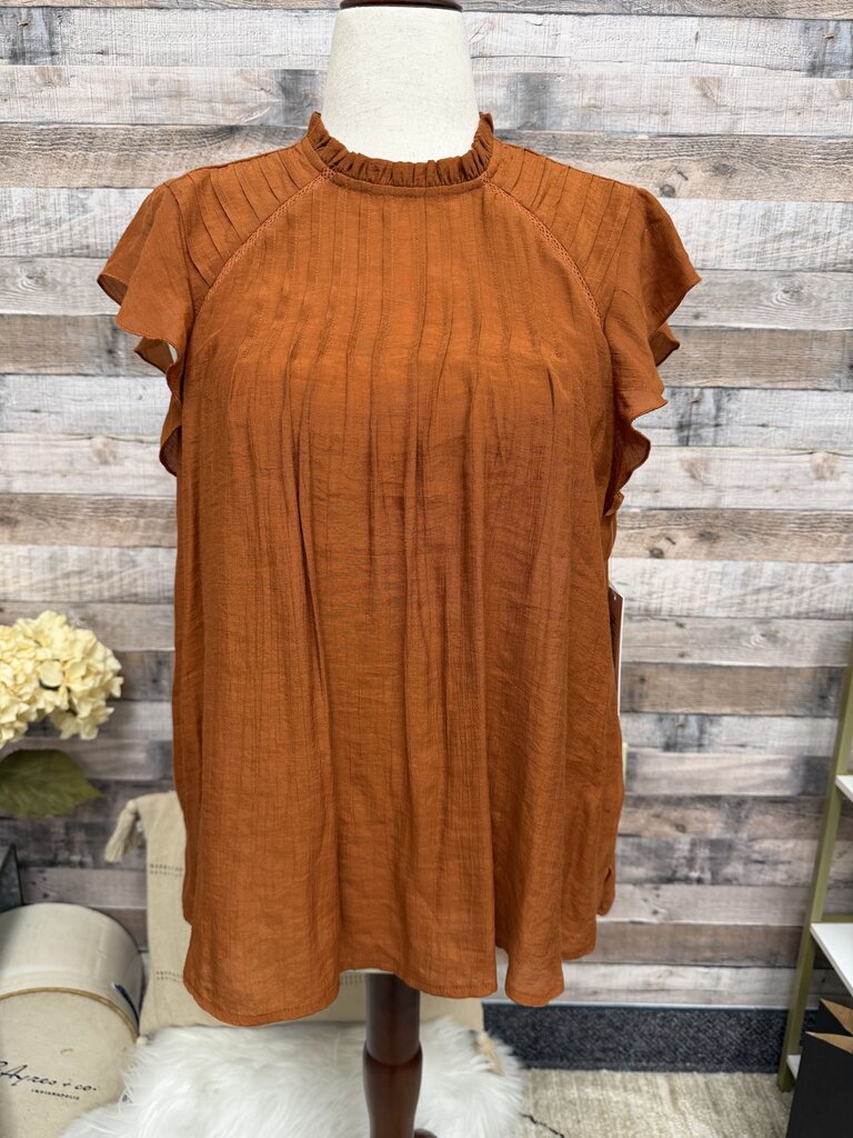 Nanette NWT rust blouse w/ flutter sleeves Nanette Lepore orange L women BLOUSES