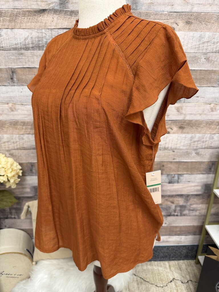 Nanette NWT rust blouse w/ flutter sleeves Nanette Lepore orange L women BLOUSES