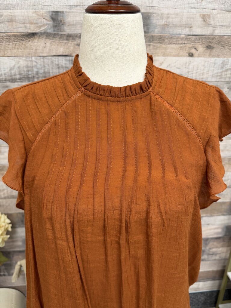 Nanette NWT rust blouse w/ flutter sleeves Nanette Lepore orange L women BLOUSES