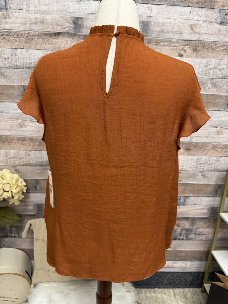 Nanette NWT rust blouse w/ flutter sleeves Nanette Lepore orange L women BLOUSES