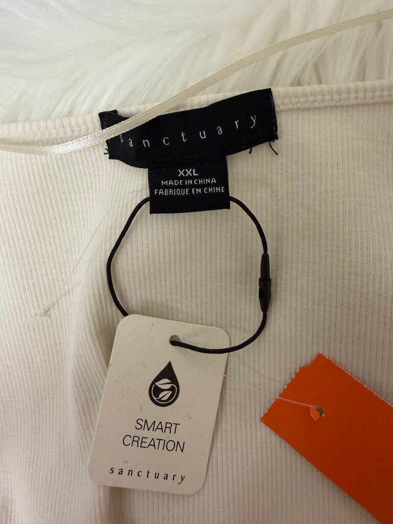 Sanctuary NWT ribbed cream top w/ 3/4 puff sleeve Sanctuary Cream XXL women TOPS