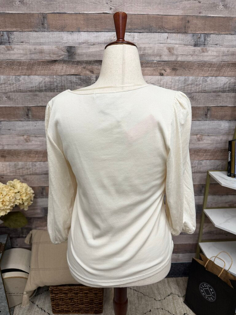 Sanctuary NWT ribbed cream top w/ 3/4 puff sleeve Sanctuary Cream XXL women TOPS