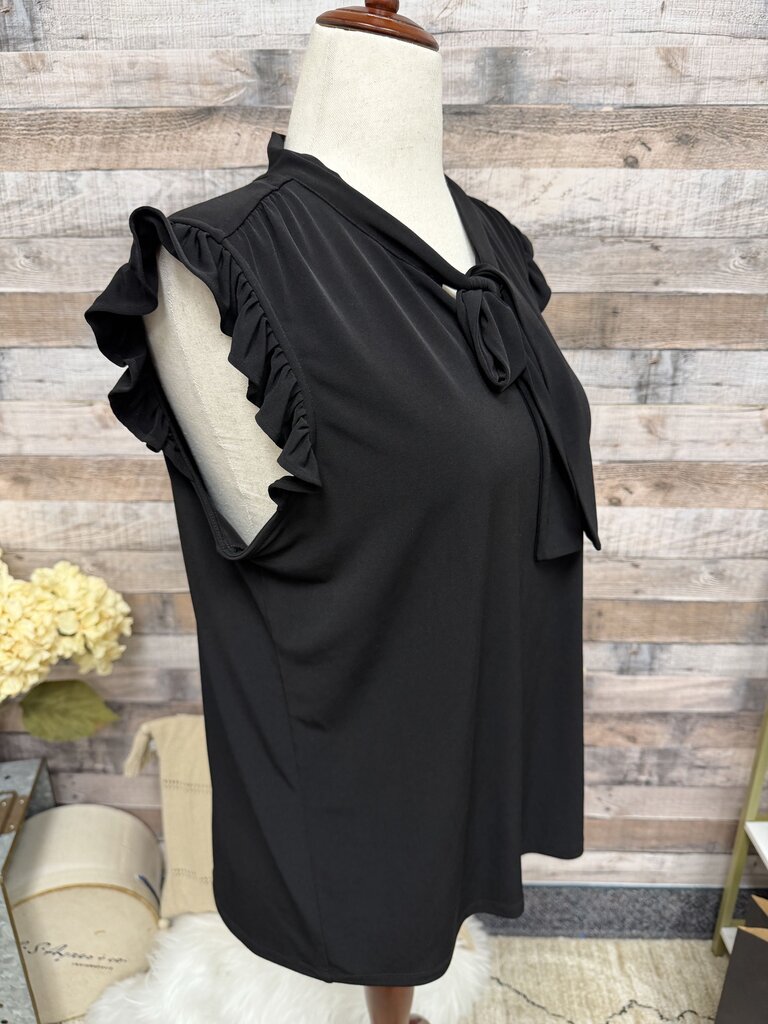 Calvin Klein black flutter sleeve front tie blouse Calvin Klein Black XL women BLOUSES