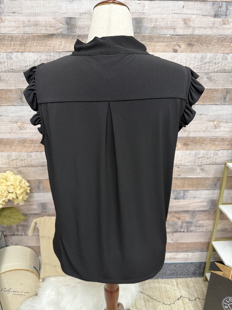 Calvin Klein black flutter sleeve front tie blouse Calvin Klein Black XL women BLOUSES