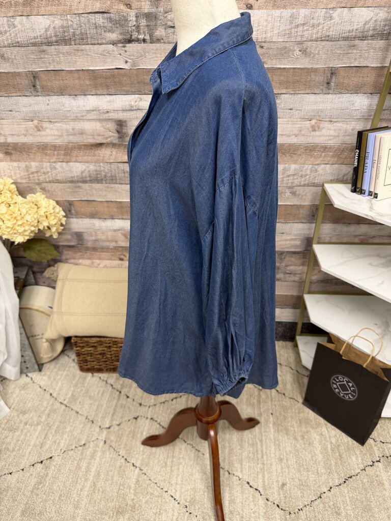 By Design NWT blue button up w/ puff sleeves By Design Blue M women TOPS