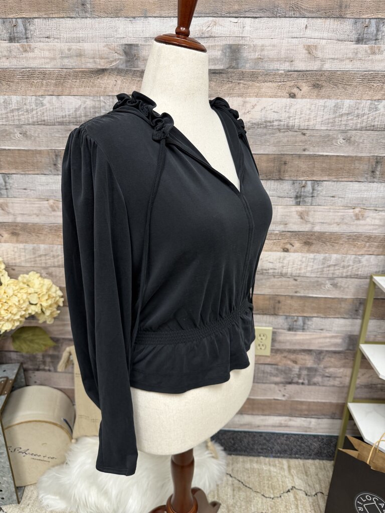 Elie. black v neck long sleeve blouse w/ cinched waist Elie Tahari Black M women TOPS