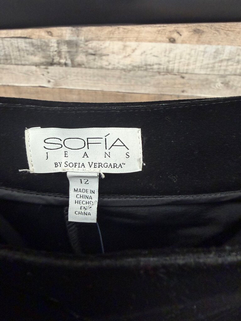 Sofia Jeans black velvet wide-leg pants Sofia Vergara Black 12 women PANTS