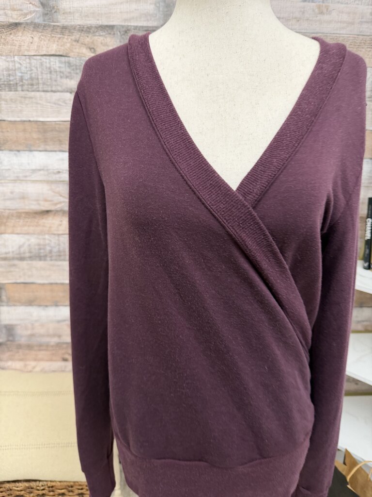 Athleta burgundy deep v neck sweater w/ fleece lining Athleta burgundy S women SWEATERS