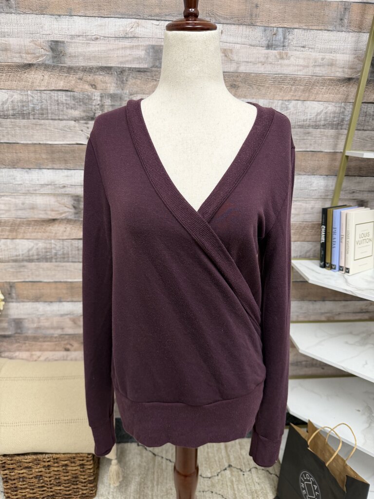 Athleta burgundy deep v neck sweater w/ fleece lining Athleta burgundy S women SWEATERS
