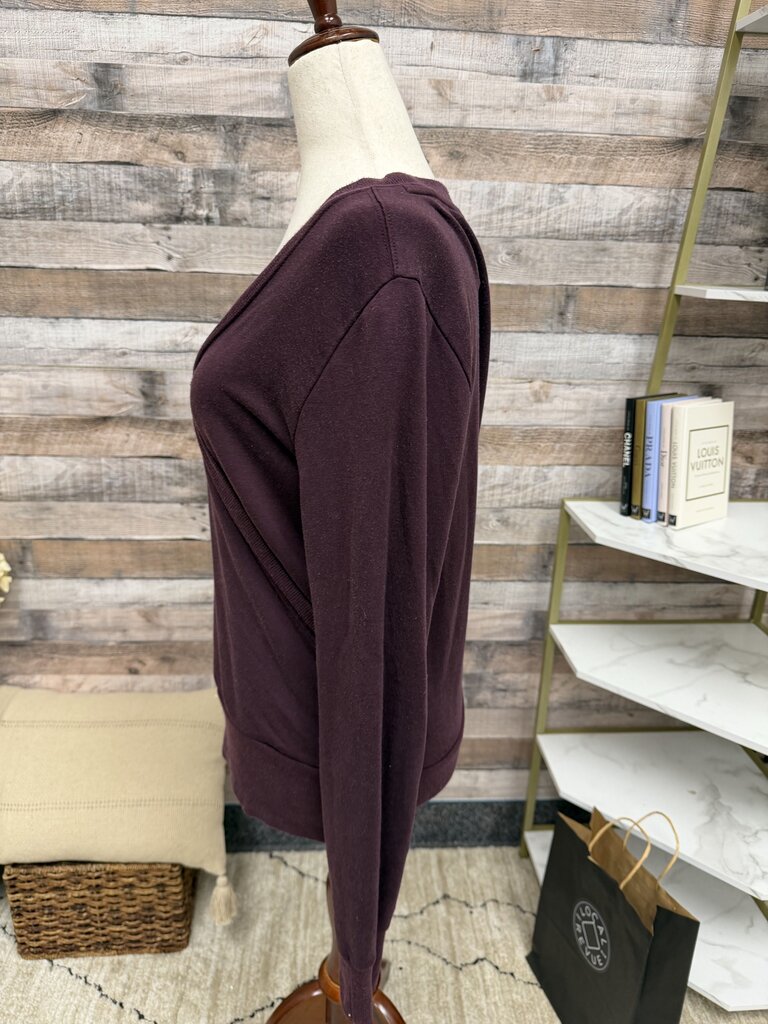 Athleta burgundy deep v neck sweater w/ fleece lining Athleta burgundy S women SWEATERS