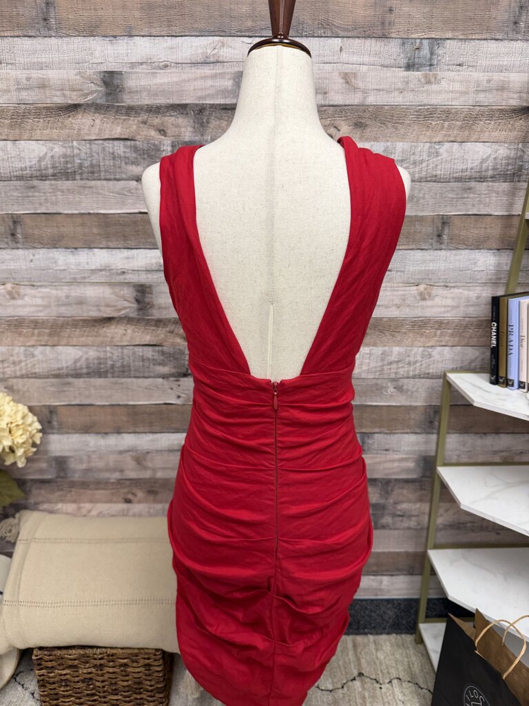 Nicole Miller Collection NWT red bodycon ruched v neck dress Nicole Miller Red 6 women DRESSES