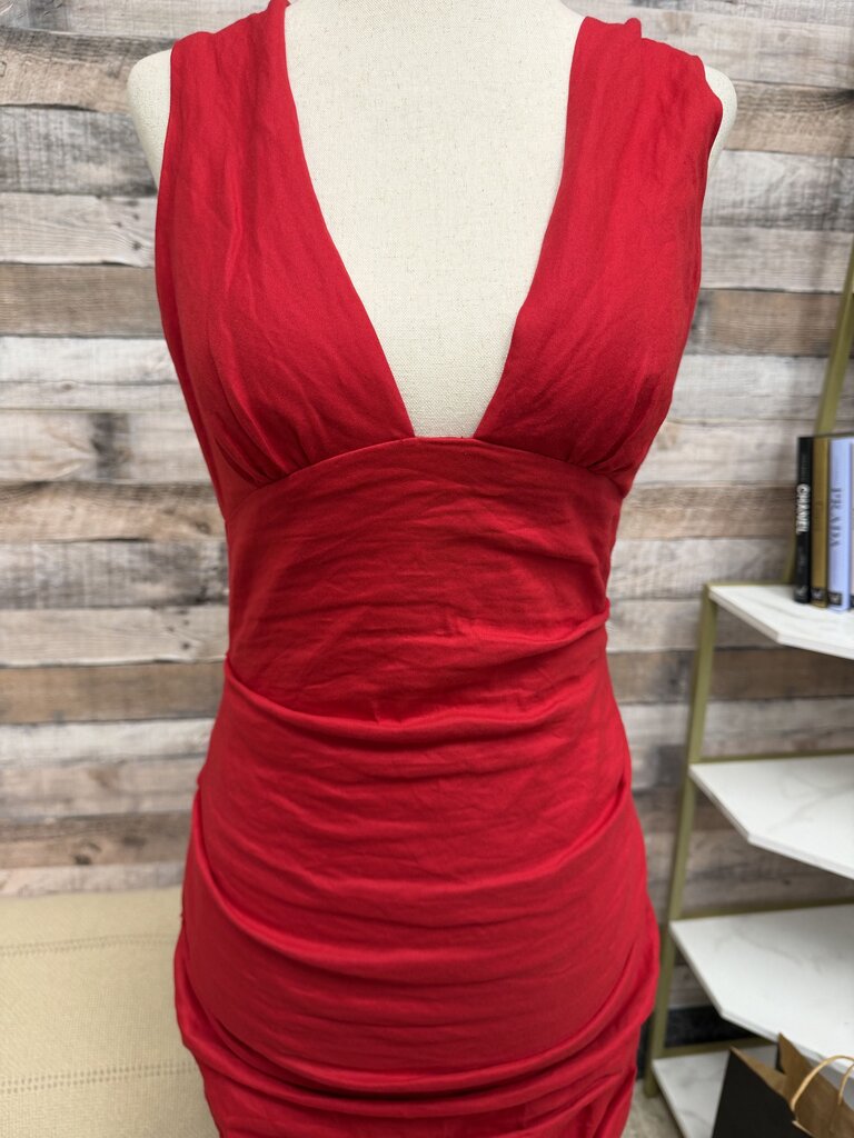 Nicole Miller Collection NWT red bodycon ruched v neck dress Nicole Miller Red 6 women DRESSES