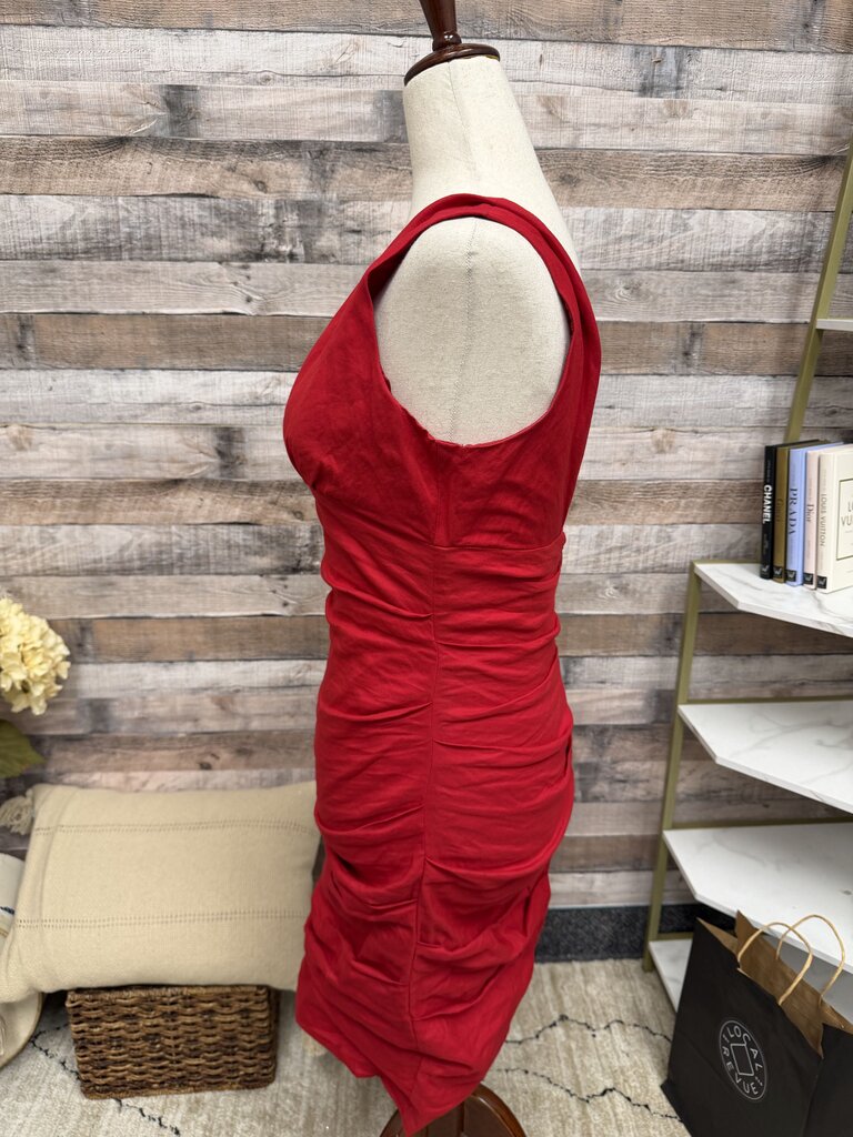 Nicole Miller Collection NWT red bodycon ruched v neck dress Nicole Miller Red 6 women DRESSES