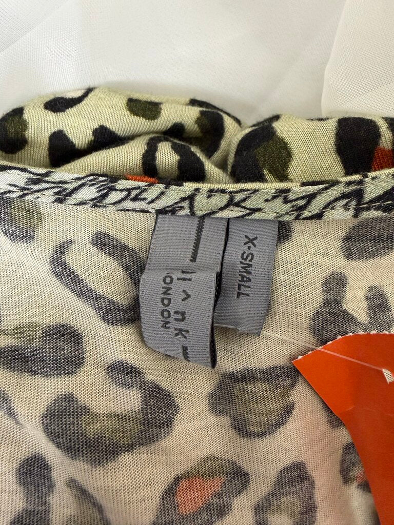 Bl-nk Leopard Sleeve V Neck Long Sleeve Shirt Bl-nk Multi XS women TOPS