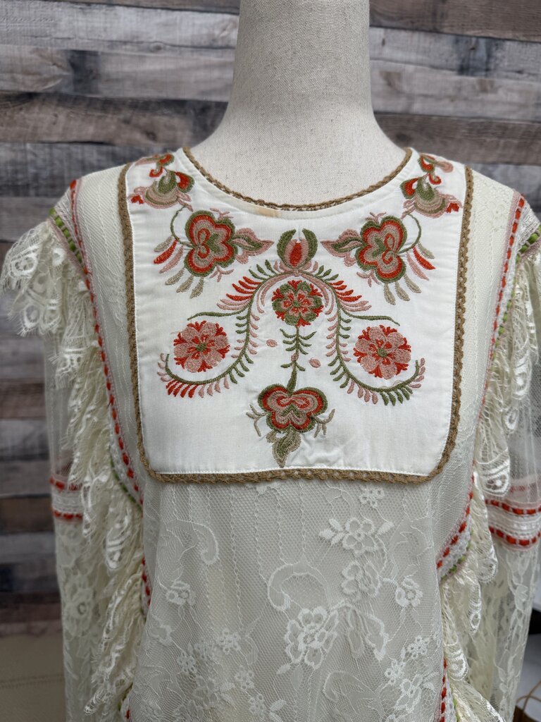 Bl-nk Cream Lace Long Sleeve Embroidered Blouse Bl-nk Cream XS women TOPS