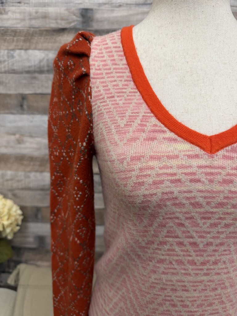 Anthropologie Pink W/ Puff Sleeve V Neck Anthropologie Pink XS women SWEATERS