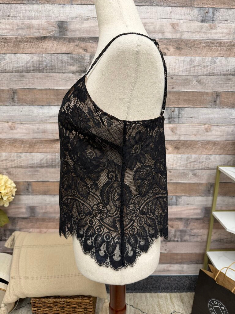 No Label Black Lace Camisole Crop Top no label Black Small women TOPS