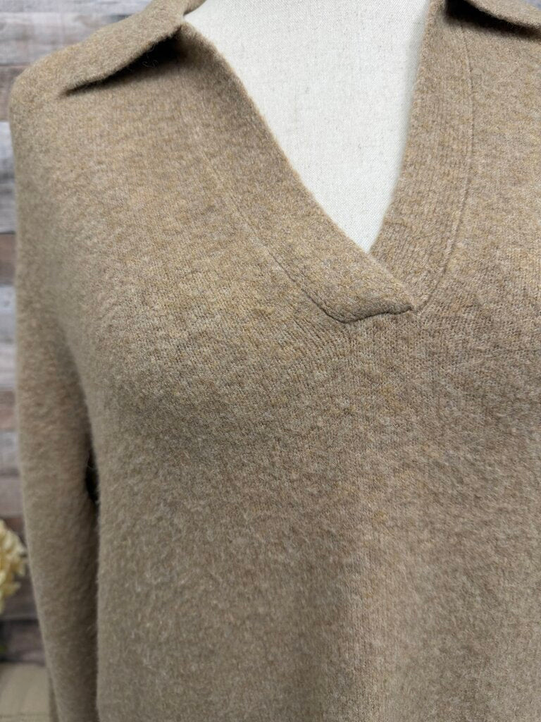 J Crew tan Extra-Soft polo knit sweater w/ collar J Crew tan L women SWEATERS