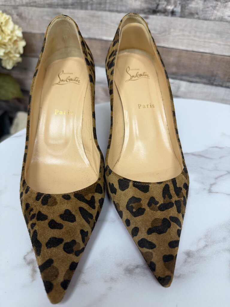 Christian Louboutin Suede Leopard Print Pointed Toe Pump Christian Louboutin Leopard 7.5 women HEELS