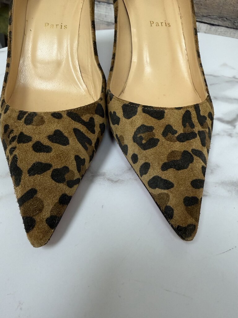 Christian Louboutin Suede Leopard Print Pointed Toe Pump Christian Louboutin Leopard 7.5 women HEELS