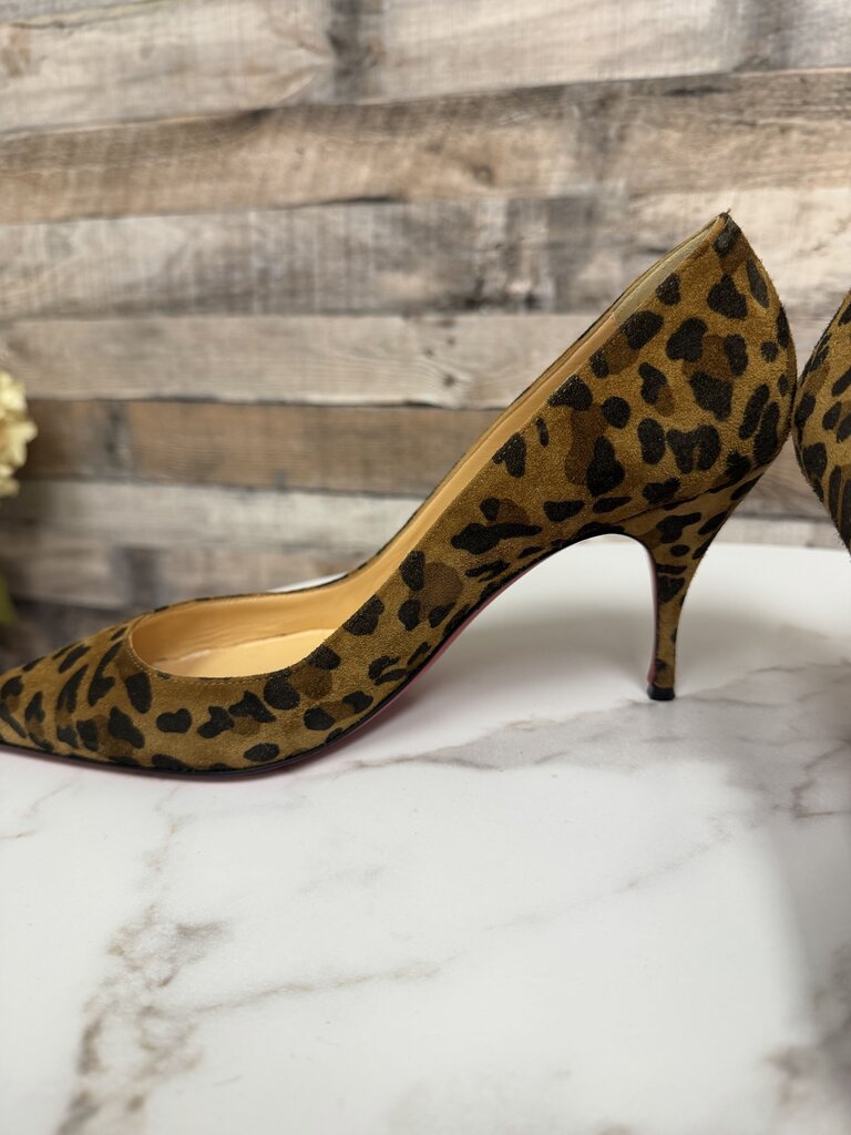 Christian Louboutin Suede Leopard Print Pointed Toe Pump Christian Louboutin Leopard 7.5 women HEELS
