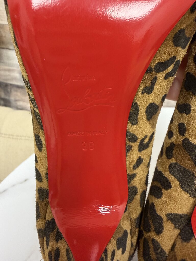 Christian Louboutin Suede Leopard Print Pointed Toe Pump Christian Louboutin Leopard 7.5 women HEELS