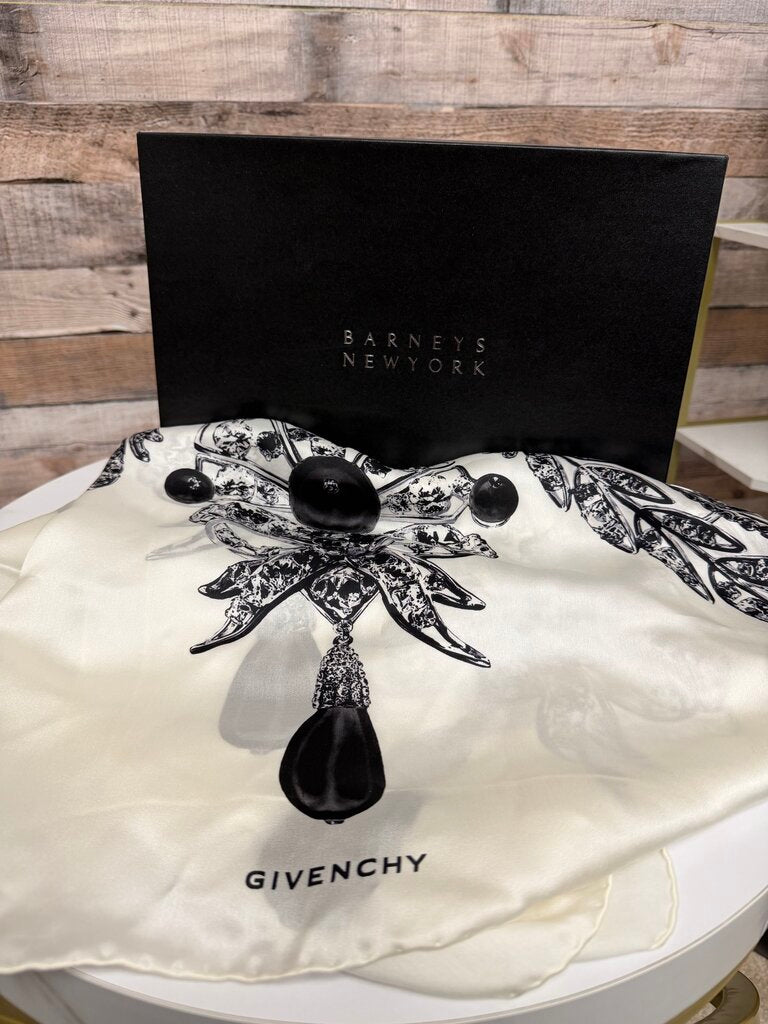 Givenchy Black & White Print Jewel Print Scarf Givenchy White/Black OS women FASHION SCARF