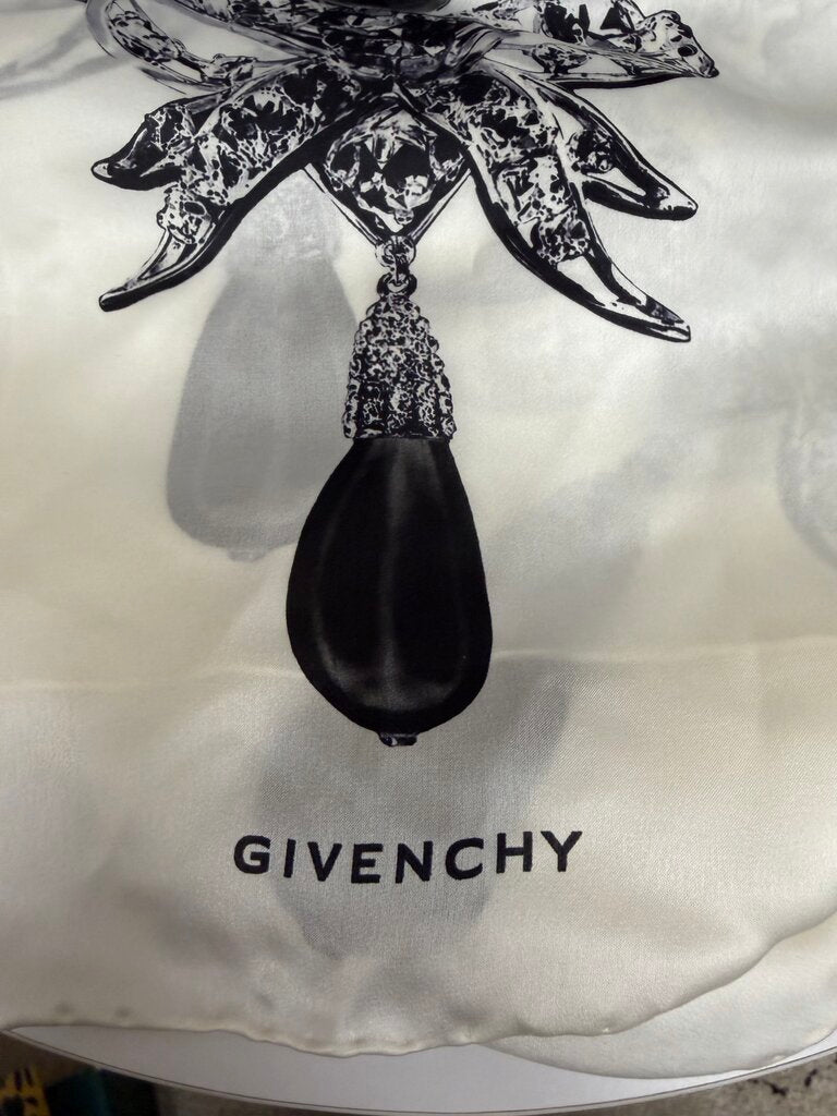 Givenchy Black & White Print Jewel Print Scarf Givenchy White/Black OS women FASHION SCARF